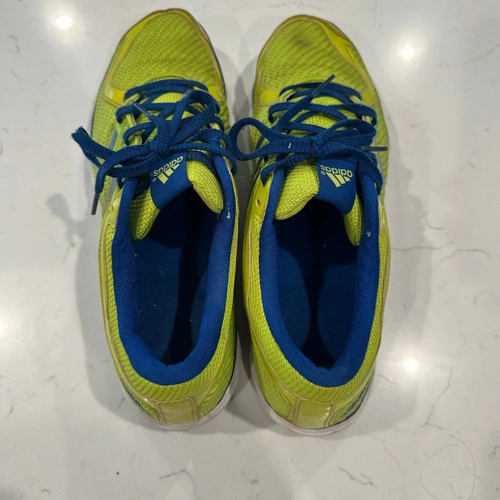 Adidas Mens Running Shoes Neon Lime Green Blue G59087 Low Top Sneakers Size 9.5